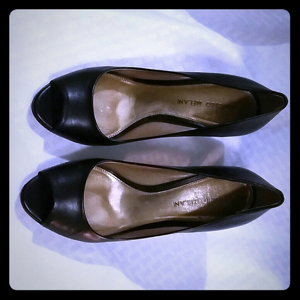 Antonio Melani 7M Black Open Toed Black Pumps
